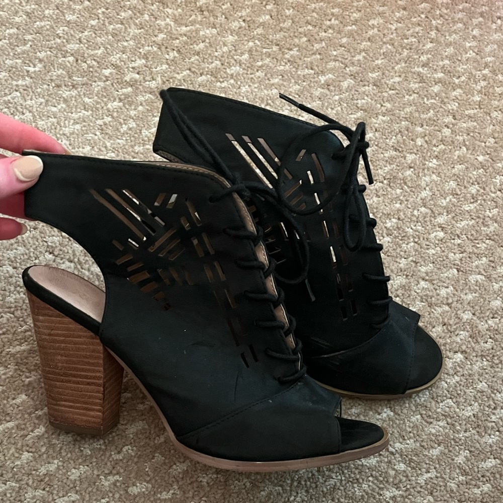 Womens black block heels